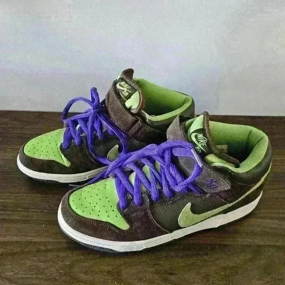 314383-231 Nike Dunks Donatello SB Baroque Brown/Radiant Green Sz 9 EUC - Picture 2 of 11